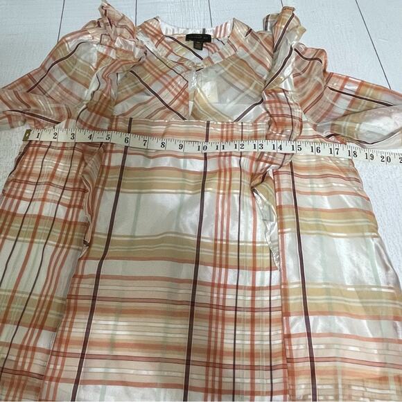 CURRENT AIR ANTHROPOLOGIE Pink Rose Plaid Ruffle Blouse Size XS NWT - Picture 5 of 11